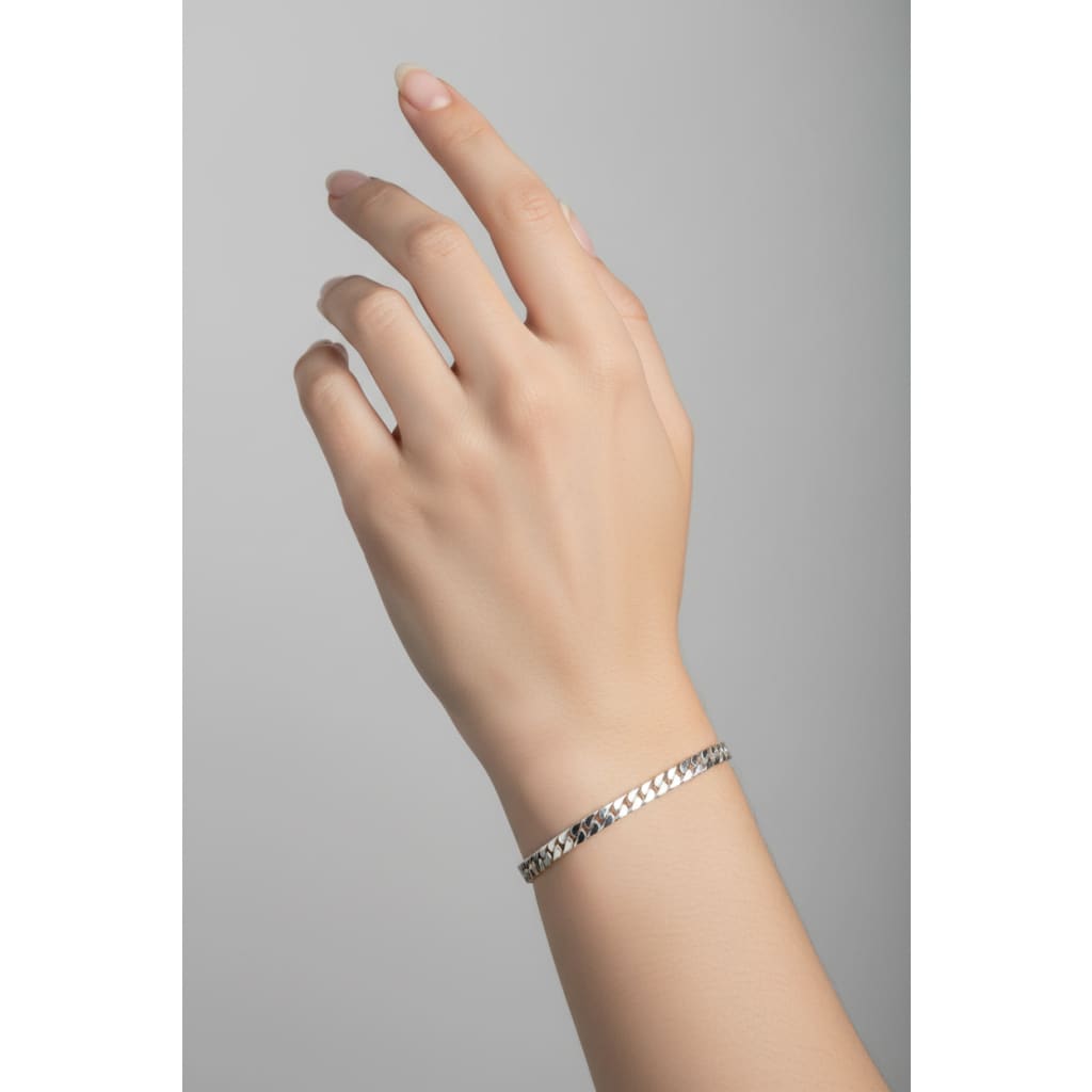 Silver Curb Link Bracelet 925 – Flat Chain