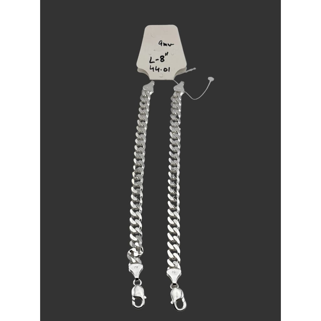 Silver Curb Link Bracelet 925 – Flat Chain | 9mm - Bracelets