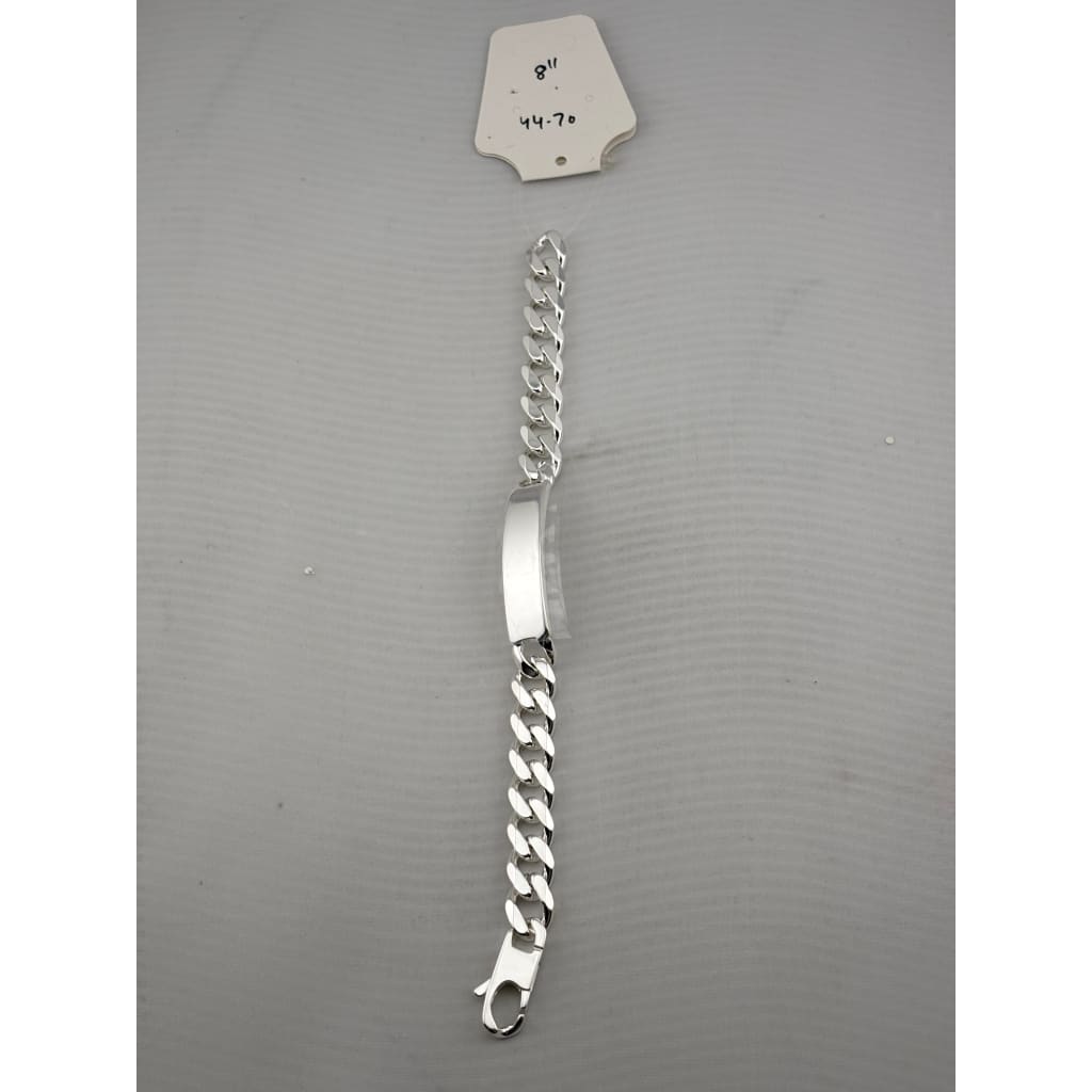 Silver Curb Link ID Bracelet 925 – Engravable Name Plate