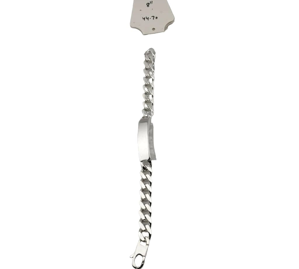 Silver Curb Link ID Bracelet 925 – Engravable Name Plate
