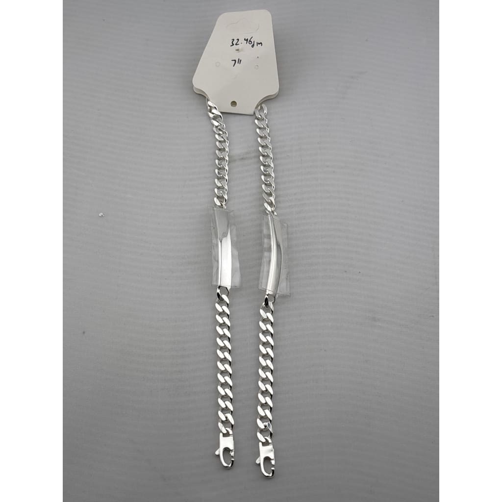 Silver Curb Link ID Bracelet 925 – Engravable Name Plate