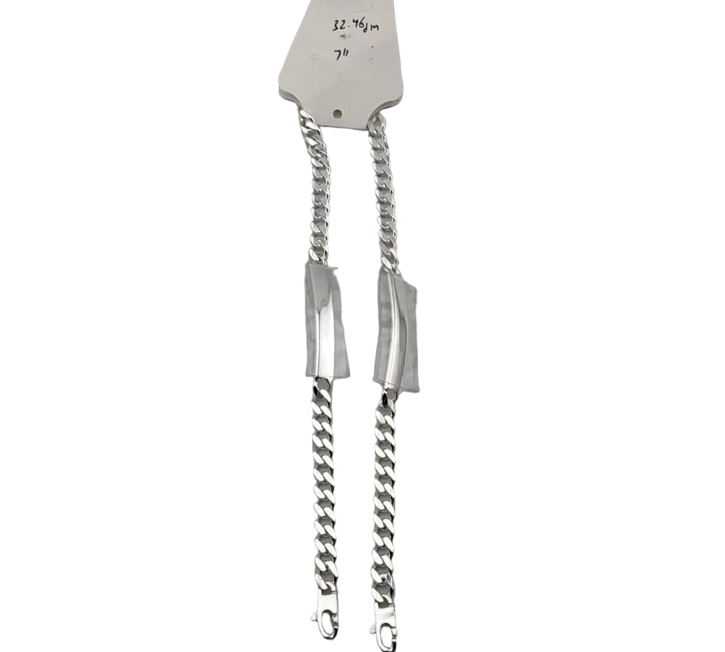 Silver Curb Link ID Bracelet 925 – Engravable Name Plate