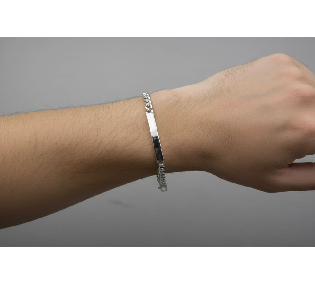 Silver Curb Link ID Bracelet 925 – Engravable Name Plate