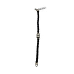 Silver Designer Bracelet 925 – Black Braided Strap with Center Bead