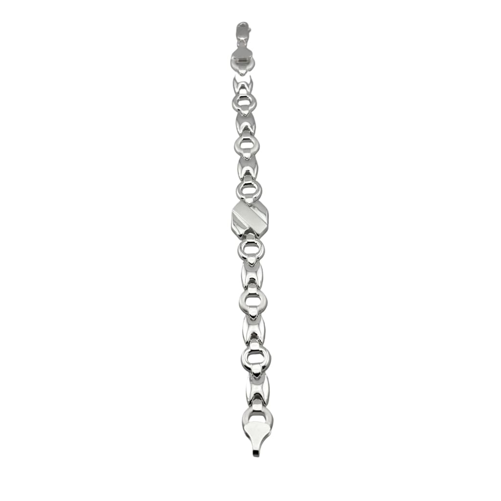 Silver Designer Bracelet 925 – Bold Chain with Center Plate