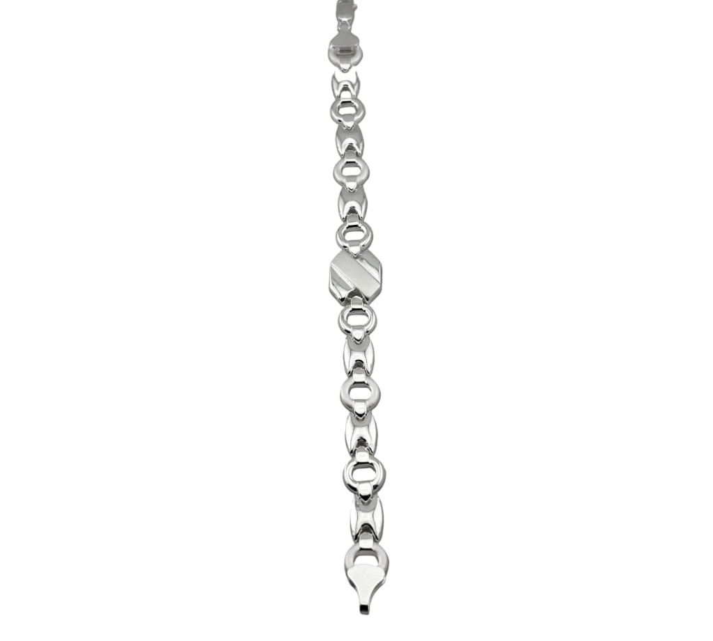Silver Designer Bracelet 925 – Bold Chain with Center Plate