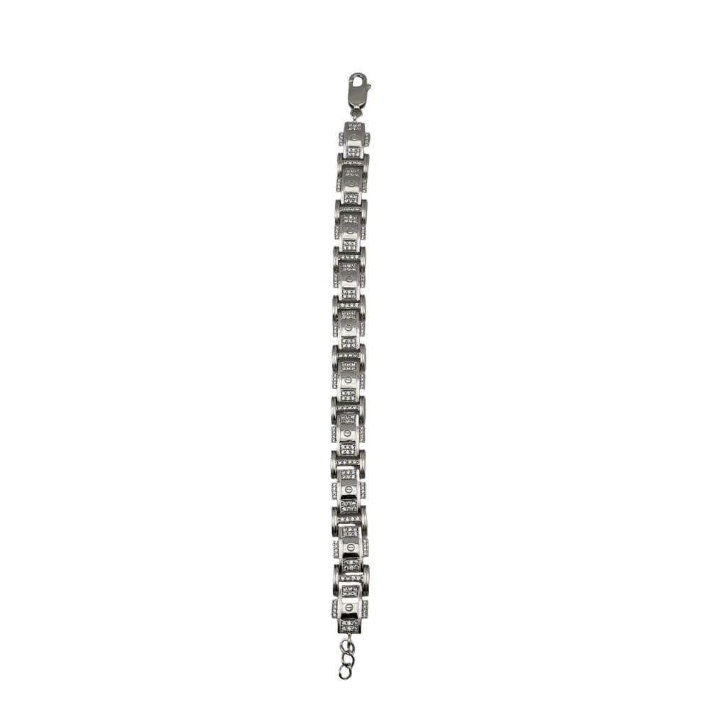 Silver Designer Link Bracelet 925 – Stone Studded Chain