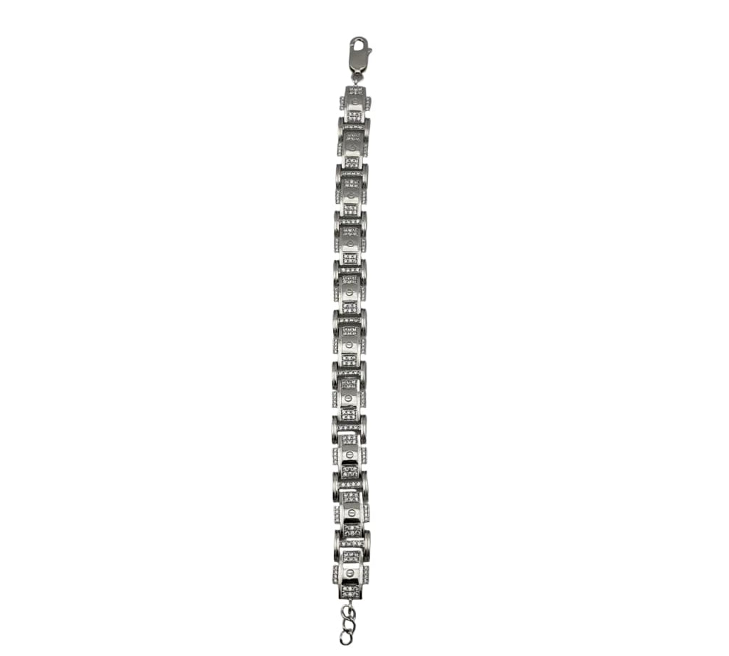Silver Designer Link Bracelet 925 – Stone Studded Chain