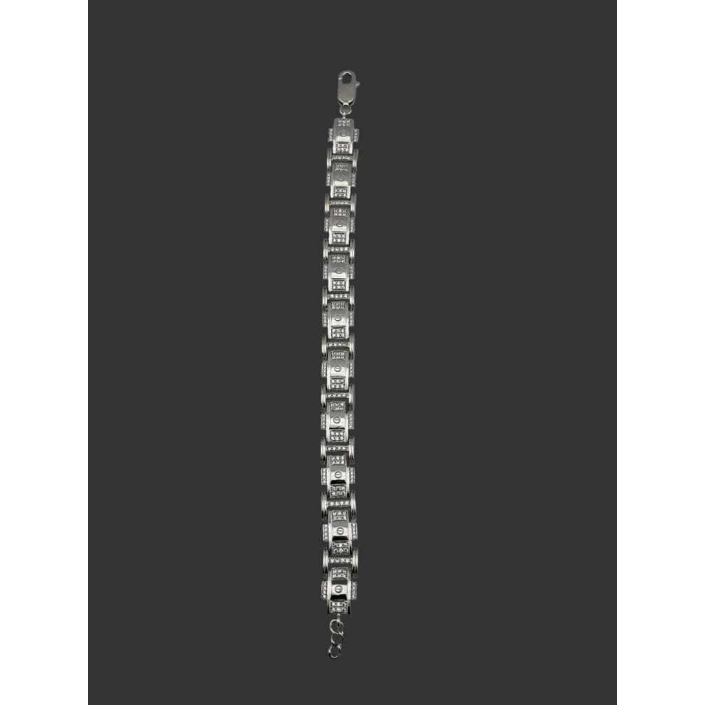 Silver Designer Link Bracelet 925 – Stone Studded Chain