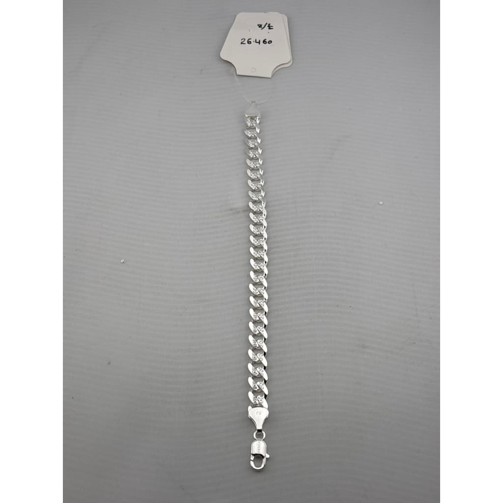 Silver Diamond Cut Curb Link Bracelet 925 – Faceted Flat