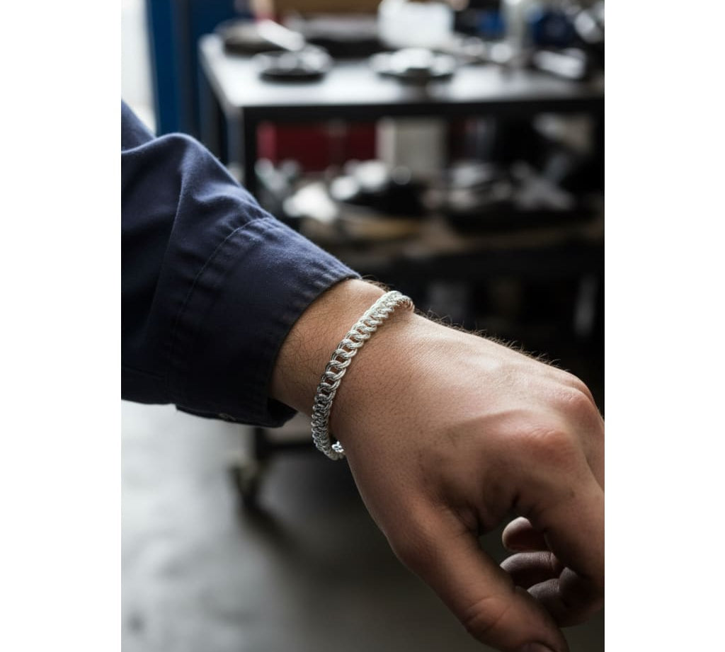 Silver Double Curb Link Bracelet 925 – Thick Flat Chain