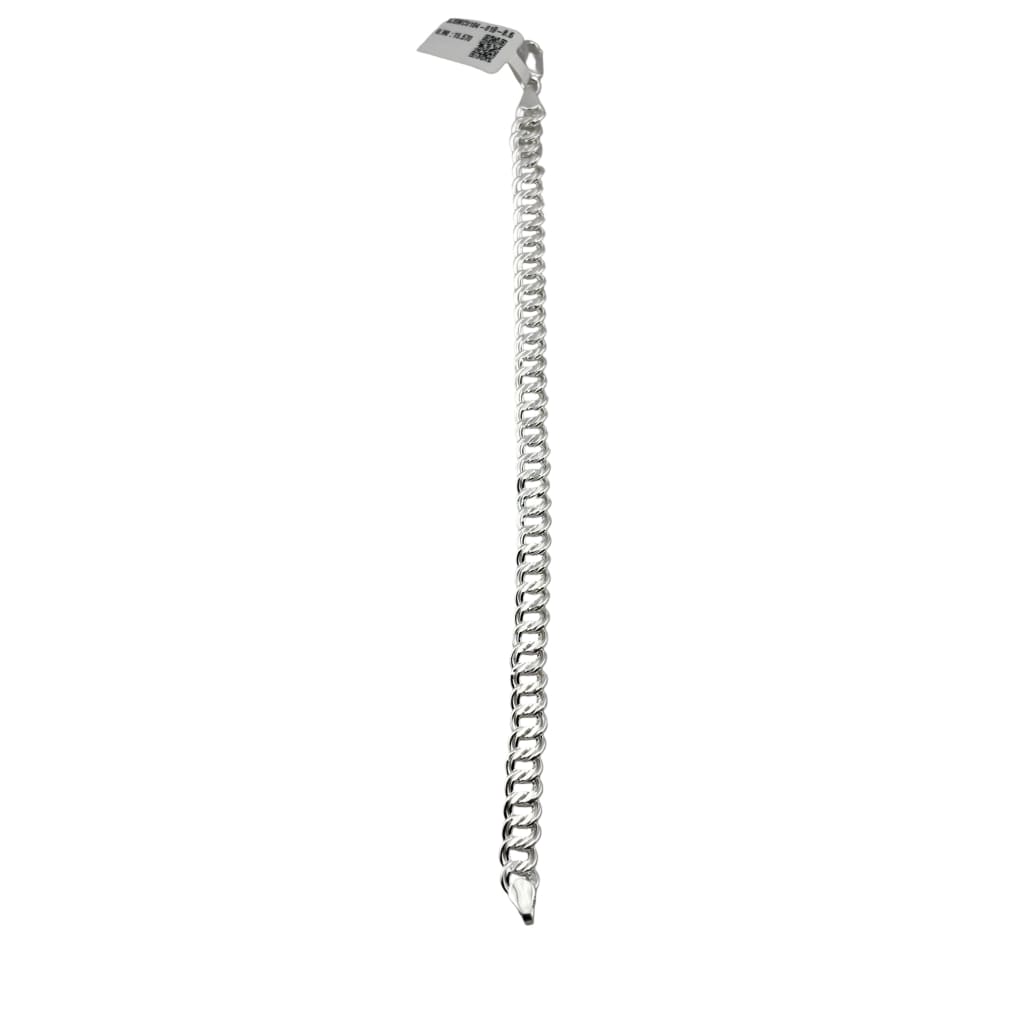 Silver Double Curb Link Bracelet 925 – Thick Flat Chain