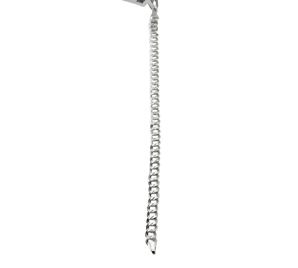 Silver Double Curb Link Bracelet 925 – Thick Flat Chain