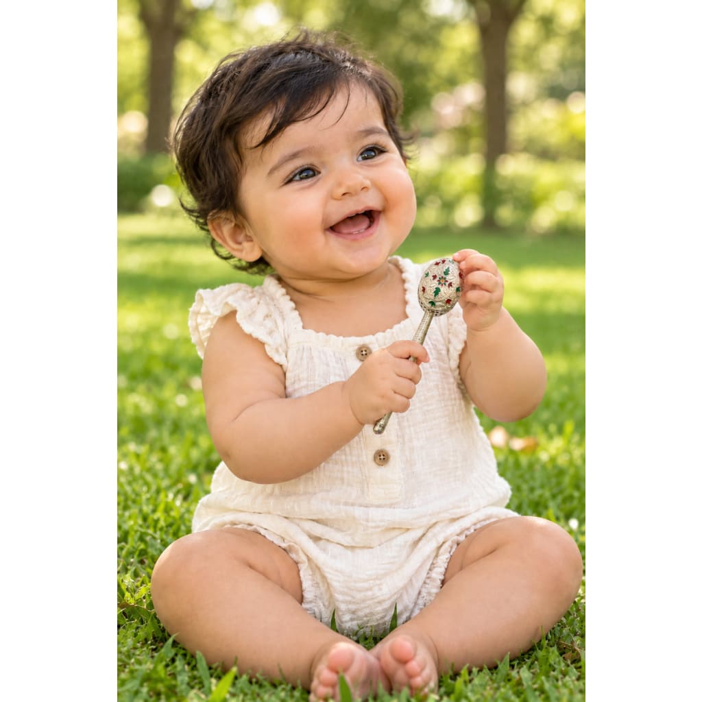 Silver Enamel Baby Rattle (32.7g) - 925 Sterling Silver – view 2