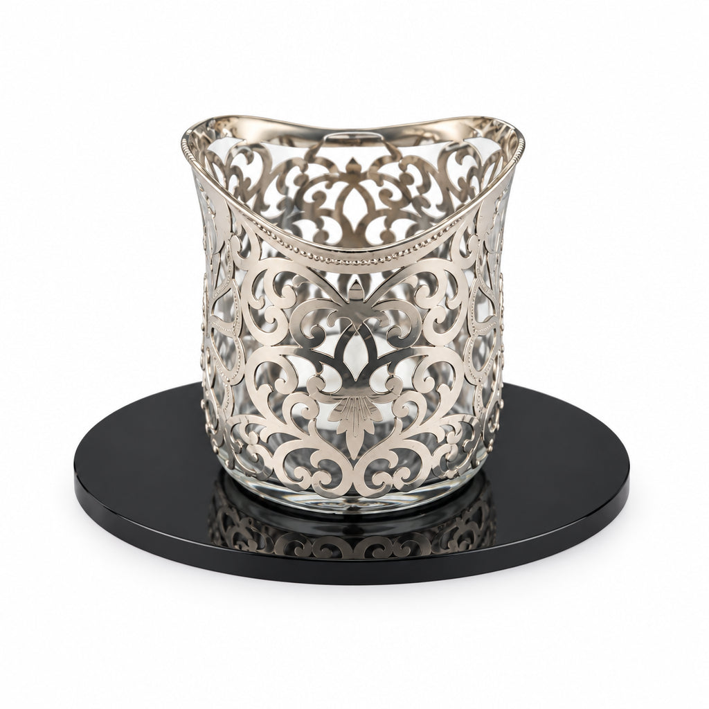 Silver Filigree Glass Candle Holder (59g) - 999 Pure Silver