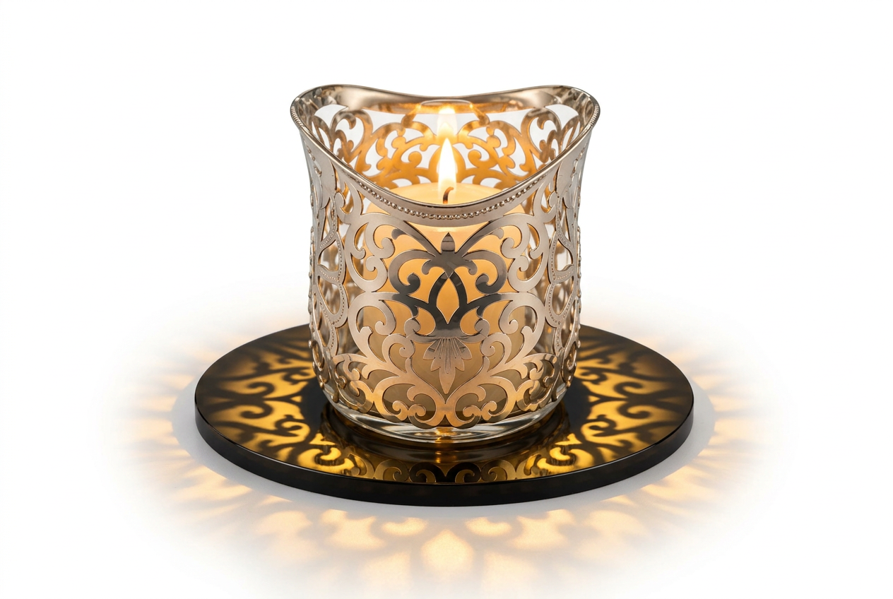 Silver Filigree Glass Candle Holder (59g) - 999 Pure Silver – view 2
