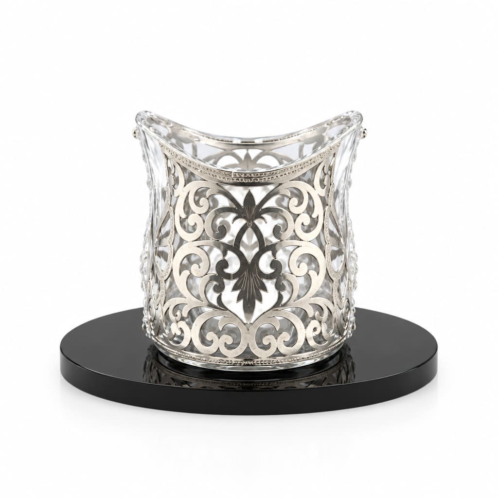 Silver Filigree Glass Candle Holder (59g) - 999 Pure Silver – view 3