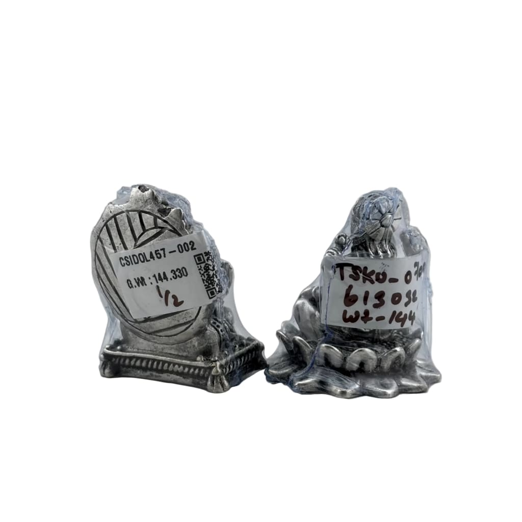 Silver Ganesh Lakshmi Idol 120gm – Spiritual Ganesh Lakshmi Murti for Temple Decor & Festivals