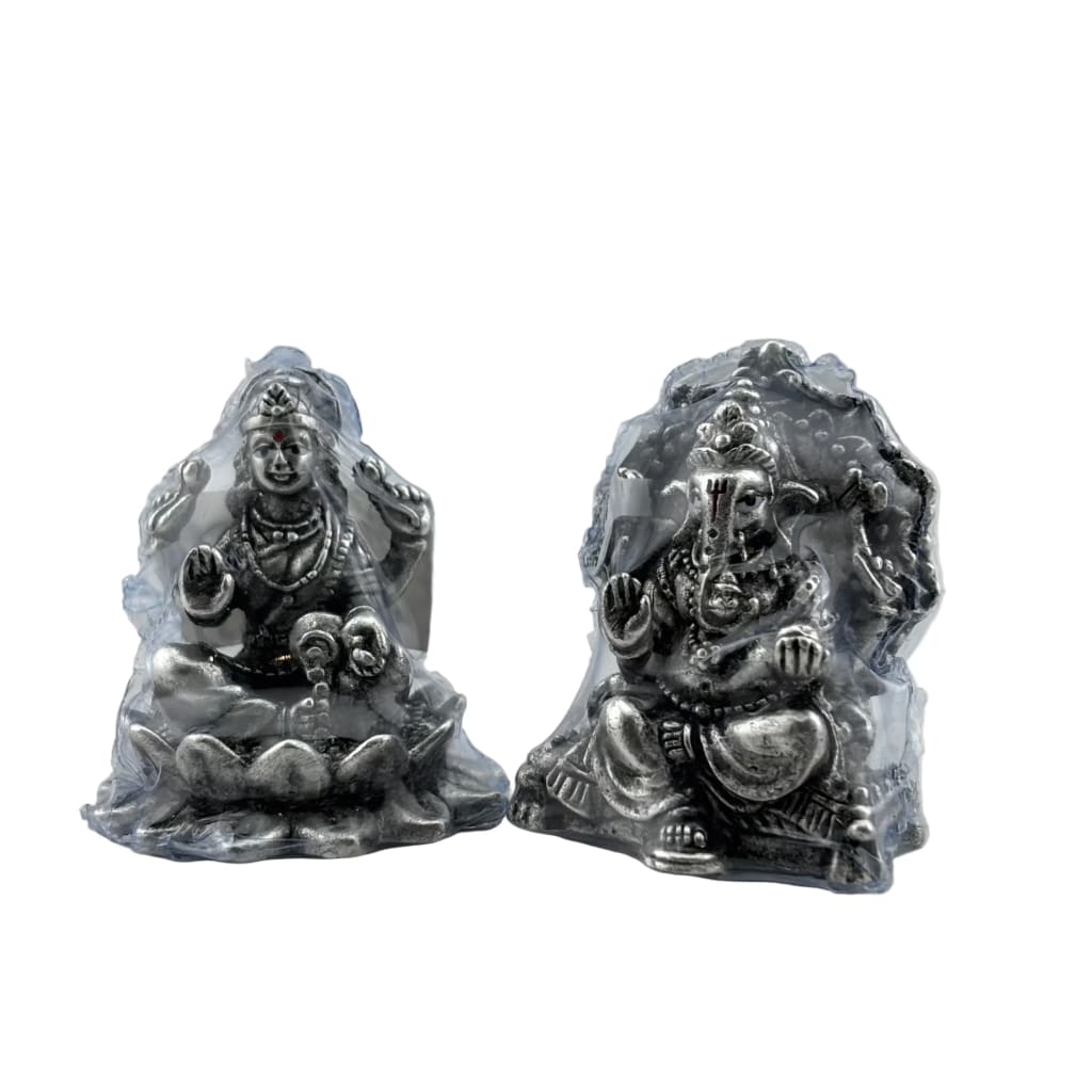 Silver Ganesh Lakshmi Idol 150gm – Spiritual Ganesh Lakshmi Murti for Temple Decor & Festivals