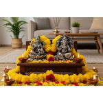 Silver Ganesh Lakshmi Idol 150gm – Spiritual Ganesh Lakshmi Murti for Temple Decor & Festivals
