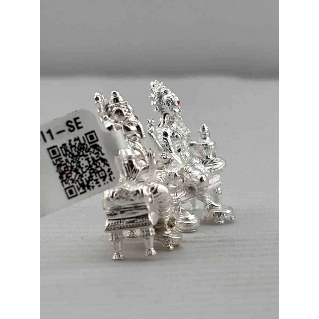 Silver Ganesh Lakshmi Idol 21gm – Spiritual Ganesh Lakshmi Murti for Temple Decor & Festivals