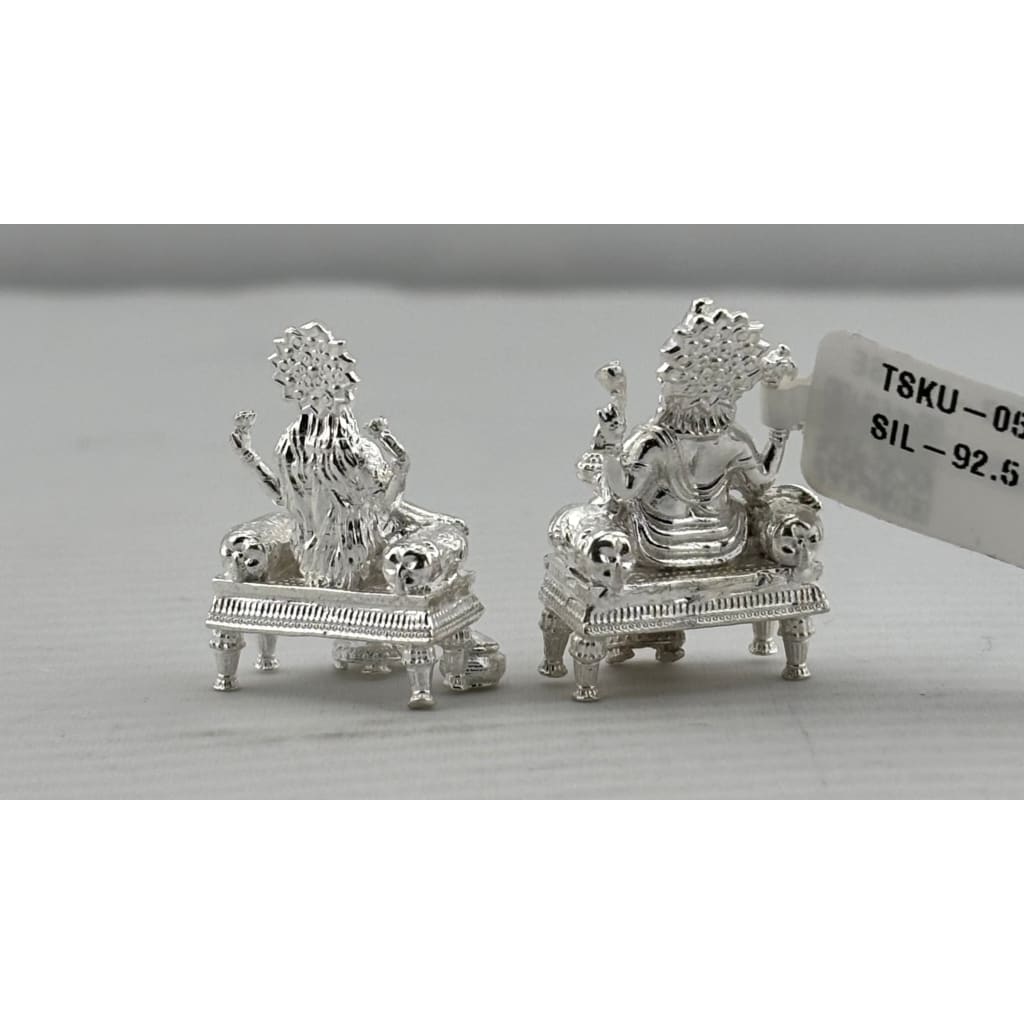 Silver Ganesh Lakshmi Idol 21gm – Spiritual Ganesh Lakshmi Murti for Temple Decor & Festivals