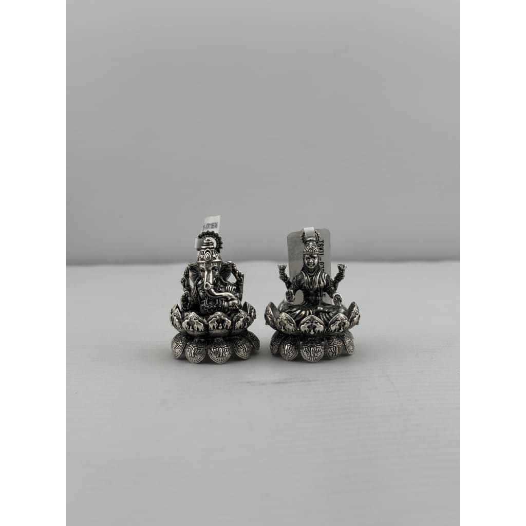 Silver Ganesh Lakshmi Idol 50gm – Spiritual Ganesh Lakshmi Murti for Temple Decor & Festivals