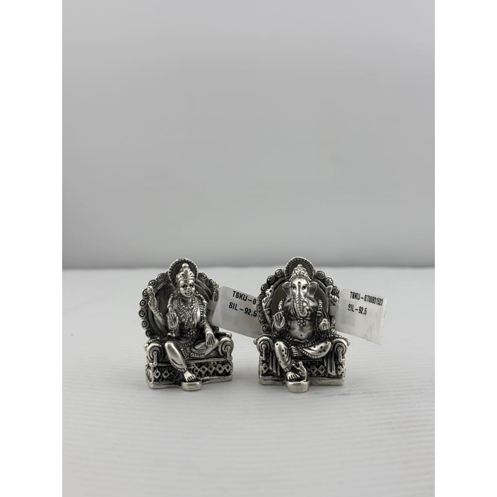 Silver Ganesh Lakshmi Idol 50gm – Spiritual Ganesh Lakshmi Murti for Temple Decor & Festivals