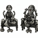 Silver Ganesh Lakshmi Idol 50gm – Spiritual Ganesh Lakshmi Murti for Temple Decor & Festivals