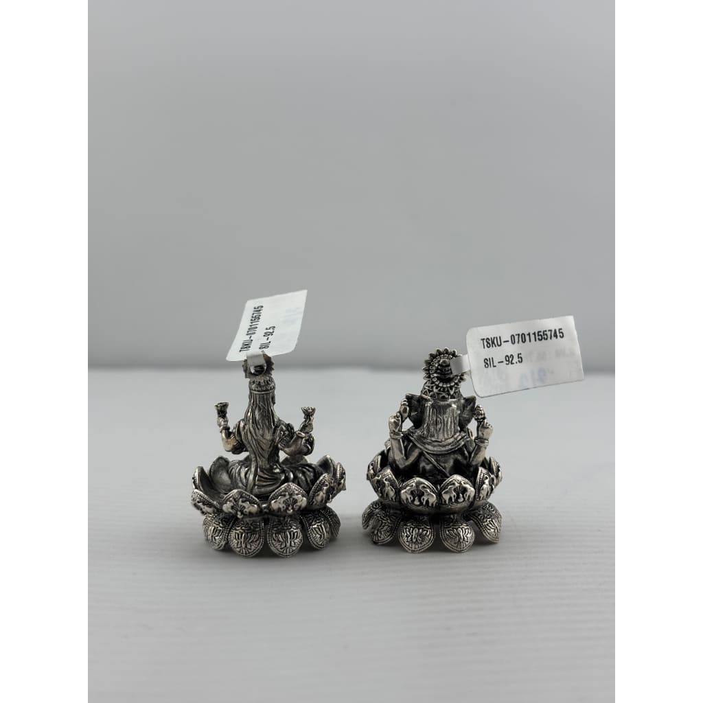 Silver Ganesh Lakshmi Idol 50gm – Spiritual Ganesh Lakshmi Murti for Temple Decor & Festivals