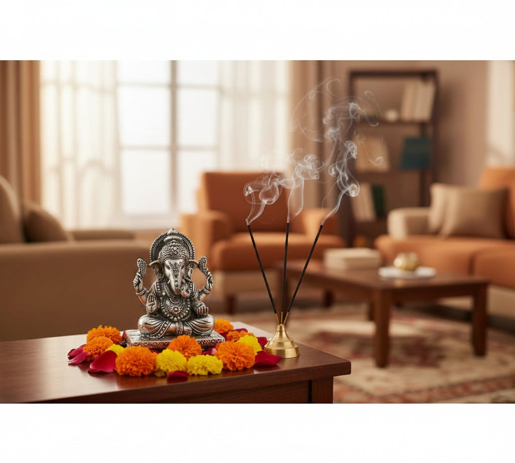 Silver Ganesha Idol 120gm – Divine Ganpati Murti for Home Mandir & Gifting