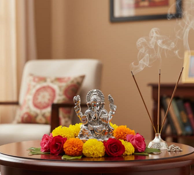 Silver Ganesha Idol Design 4 16gm – Divine Ganpati Murti for Home Mandir & Gifting