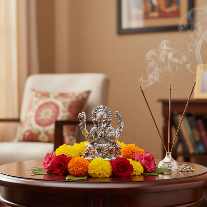 Silver Ganesha Idol Design 4 16gm – Divine Ganpati Murti for Home Mandir & Gifting