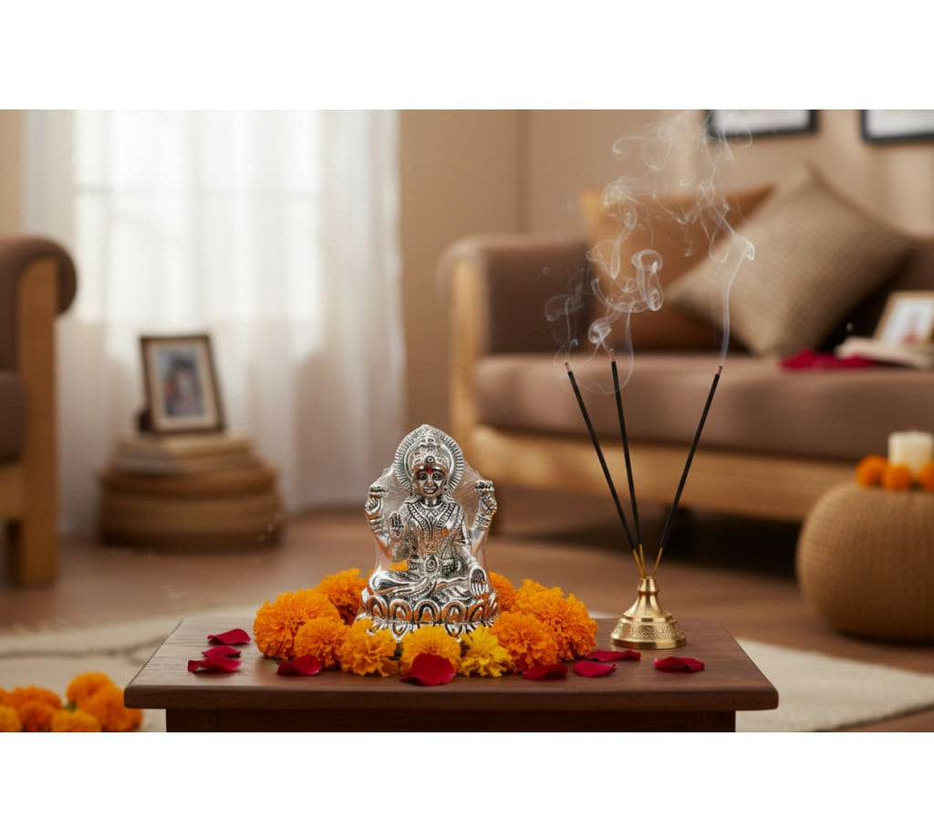 Silver Goddess Lakshmi Idol Design 4 23gm – Divine Laxmi Murti for Home Mandir & Gifting