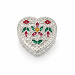 Silver Heart Box Floral Enamel Handcrafted (5.80g) – view 2