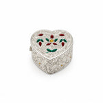 Silver Heart Box Floral Enamel Handcrafted (5.80g)