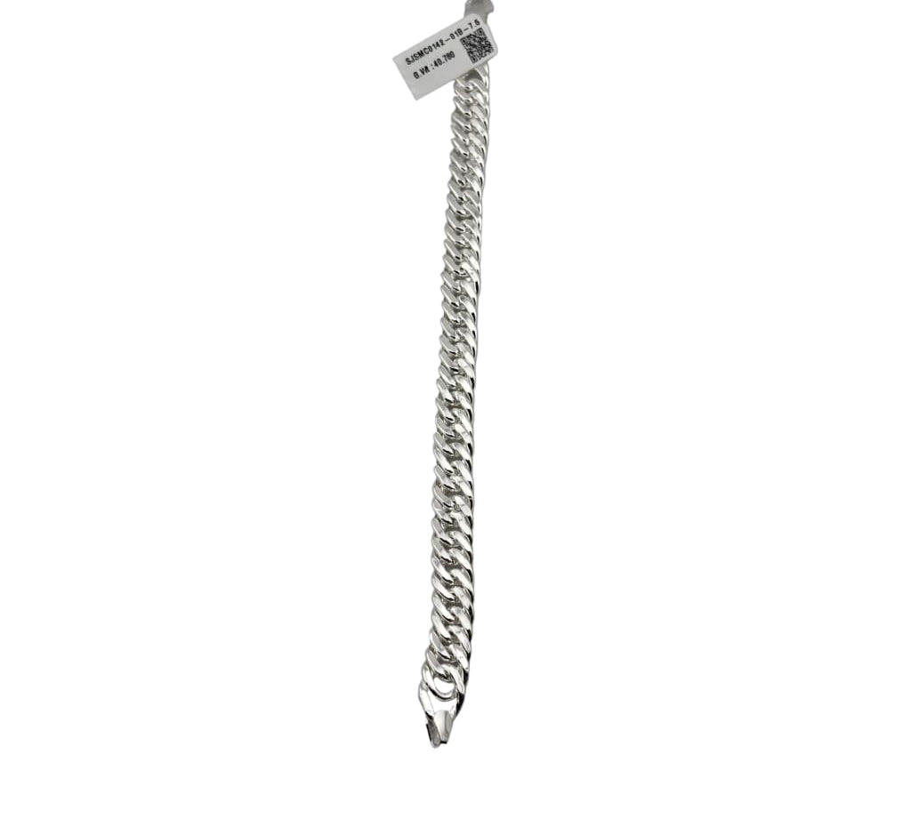 Silver Heavy Curb Link Bracelet 925 – Thick Flat Chain