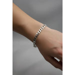 Silver Japanese Angular Curb Link Bracelet 925 – Angular Flat Chain