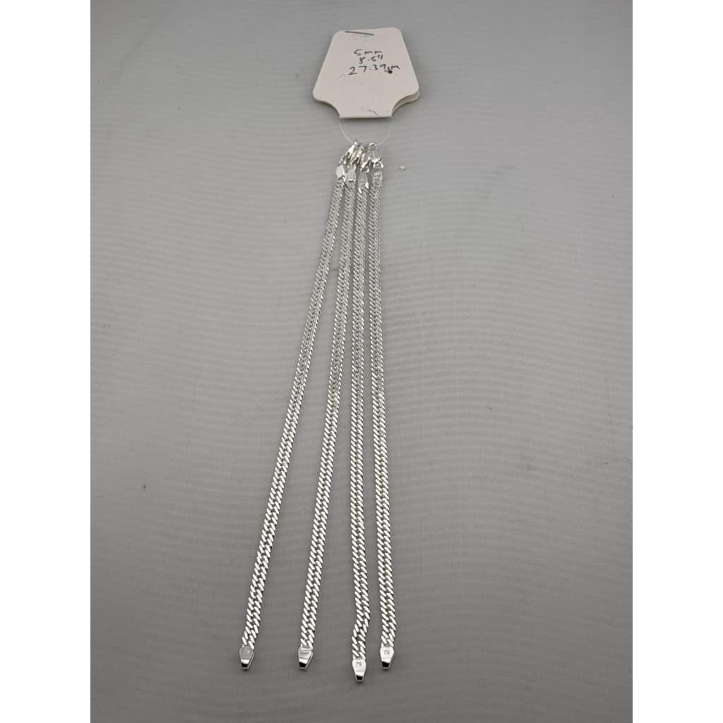 Silver Japanese Curb Link Bracelet 925 – Flat Chain