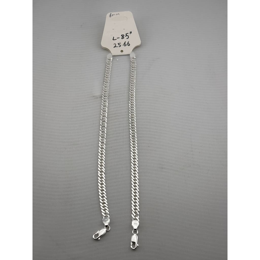 Silver Japanese Curb Link Bracelet 925 – Flat Chain