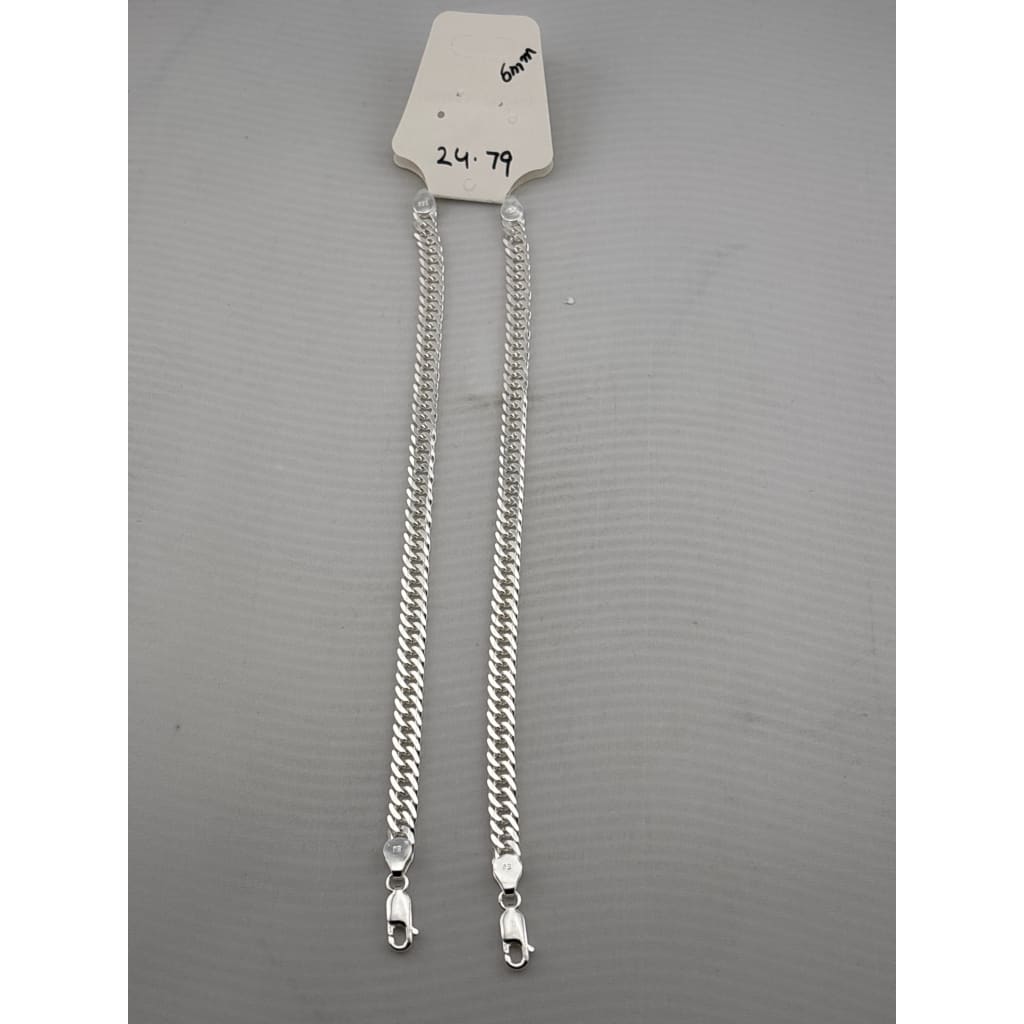 Silver Japanese Curb Link Bracelet 925 – Flat Chain