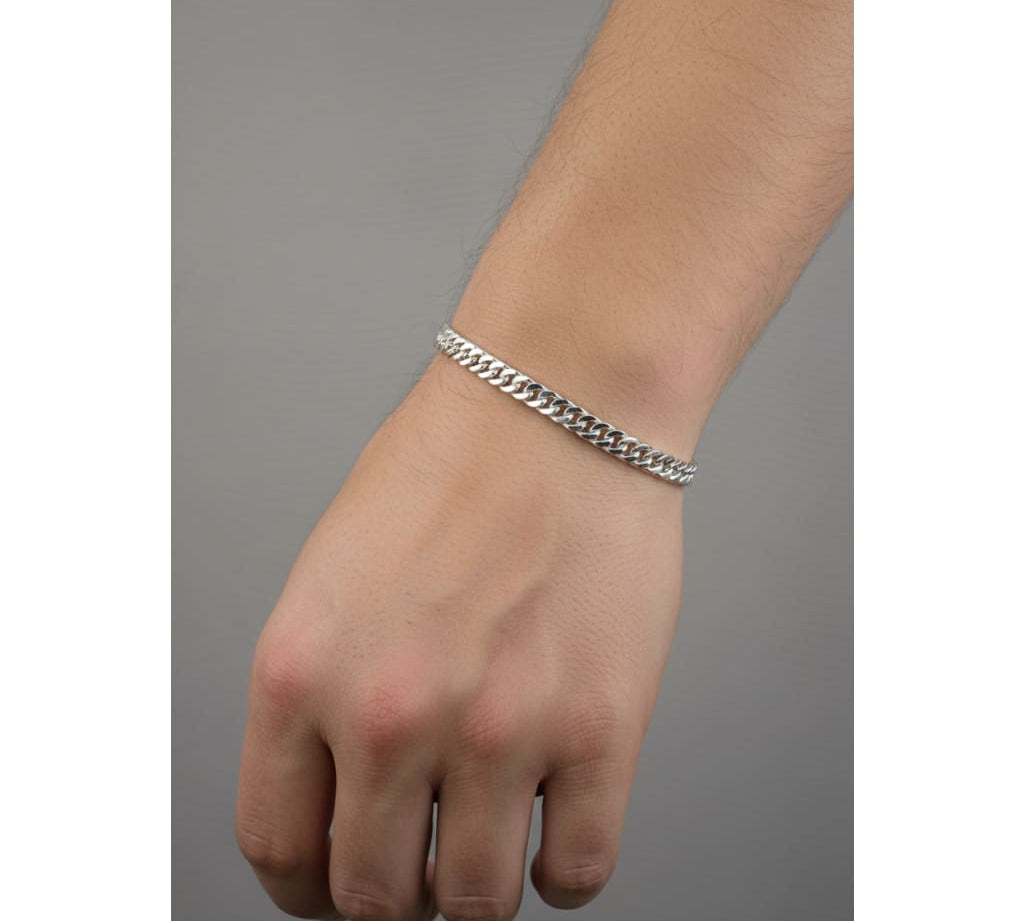 Silver Japanese Curb Link Bracelet 925 – Flat Chain
