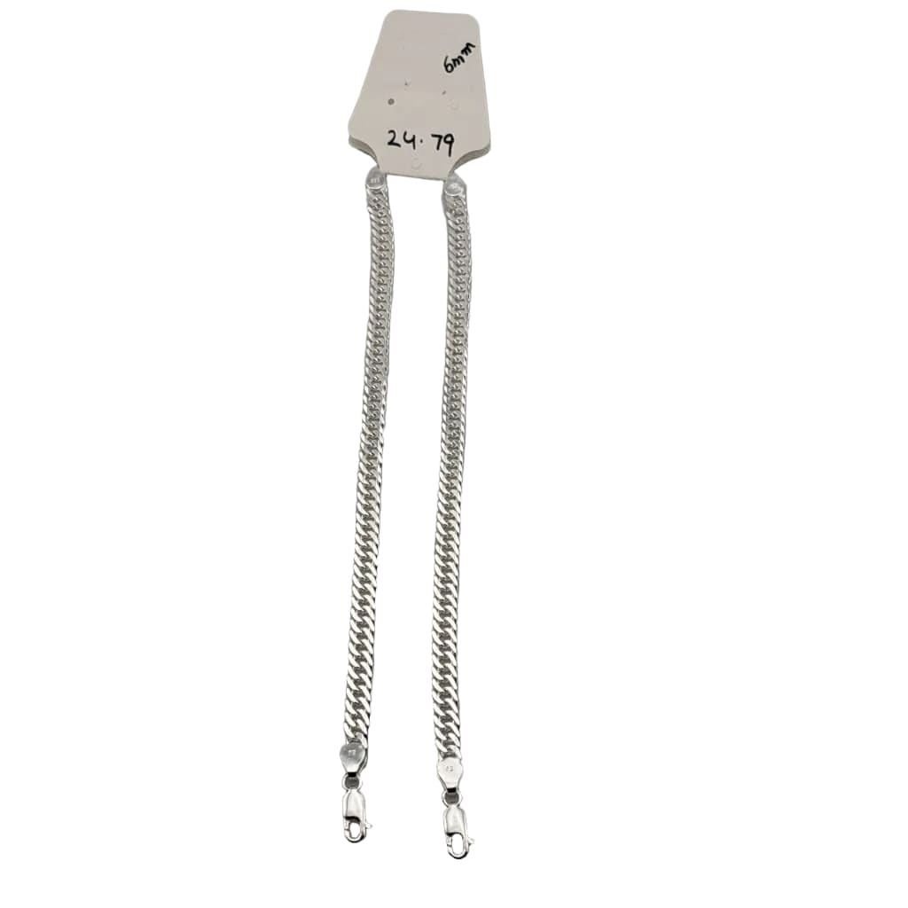 Silver Japanese Curb Link Bracelet 925 – Flat Chain | 6mm