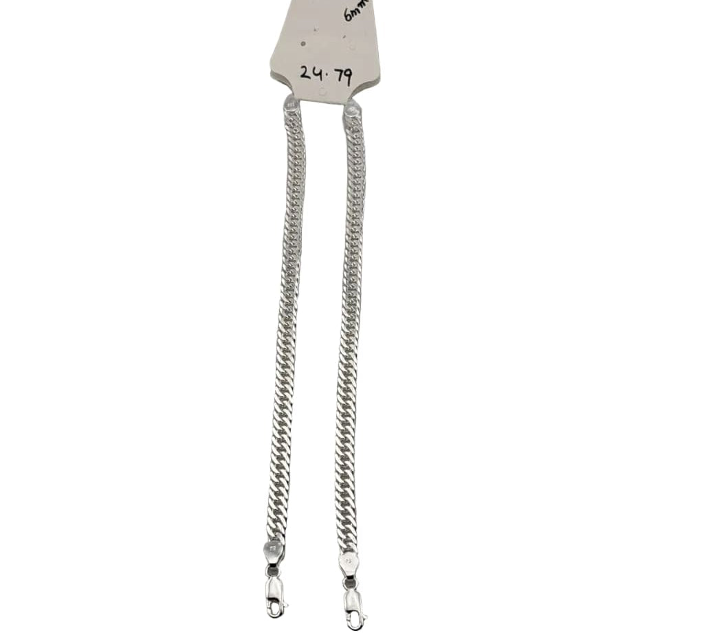 Silver Japanese Curb Link Bracelet 925 – Flat Chain | 6mm