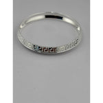 Silver Kada with Beaded Geometric Block Pattern – view 2