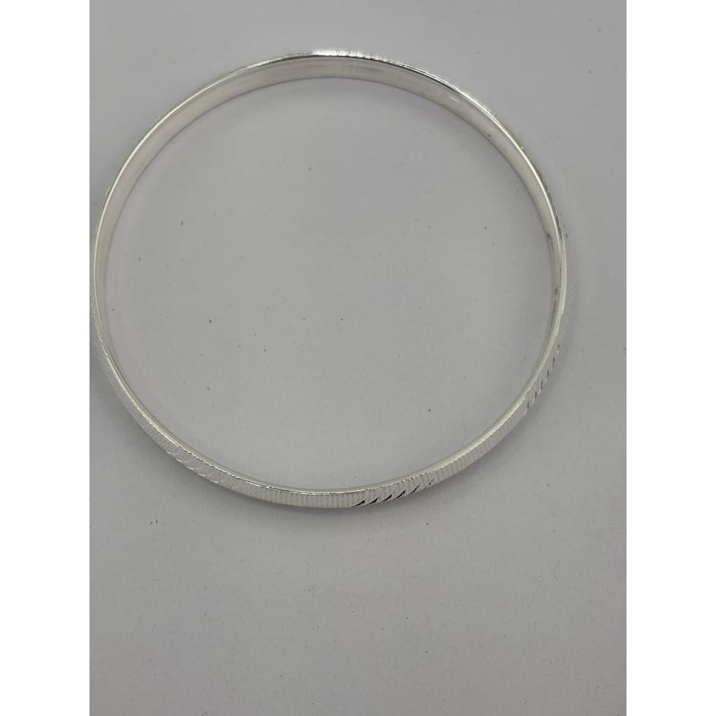 Silver Kada with Diagonal Wave-Cut Texture – view 3