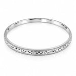 Silver Kada with Diamond-Cut Cross-Hatch & Milgrain Edge