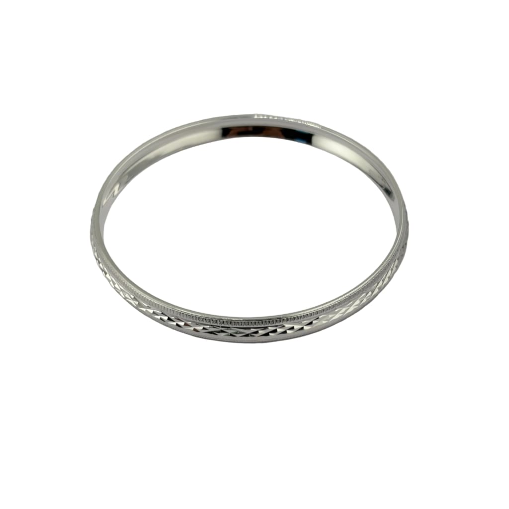 Silver Kada with Diamond-Cut Cross-Hatch & Milgrain Edge – view 2