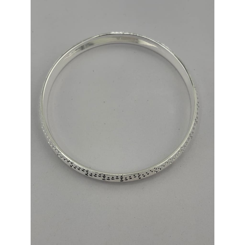 Silver Kada with Diamond-Cut Dotted Texture Band – view 3