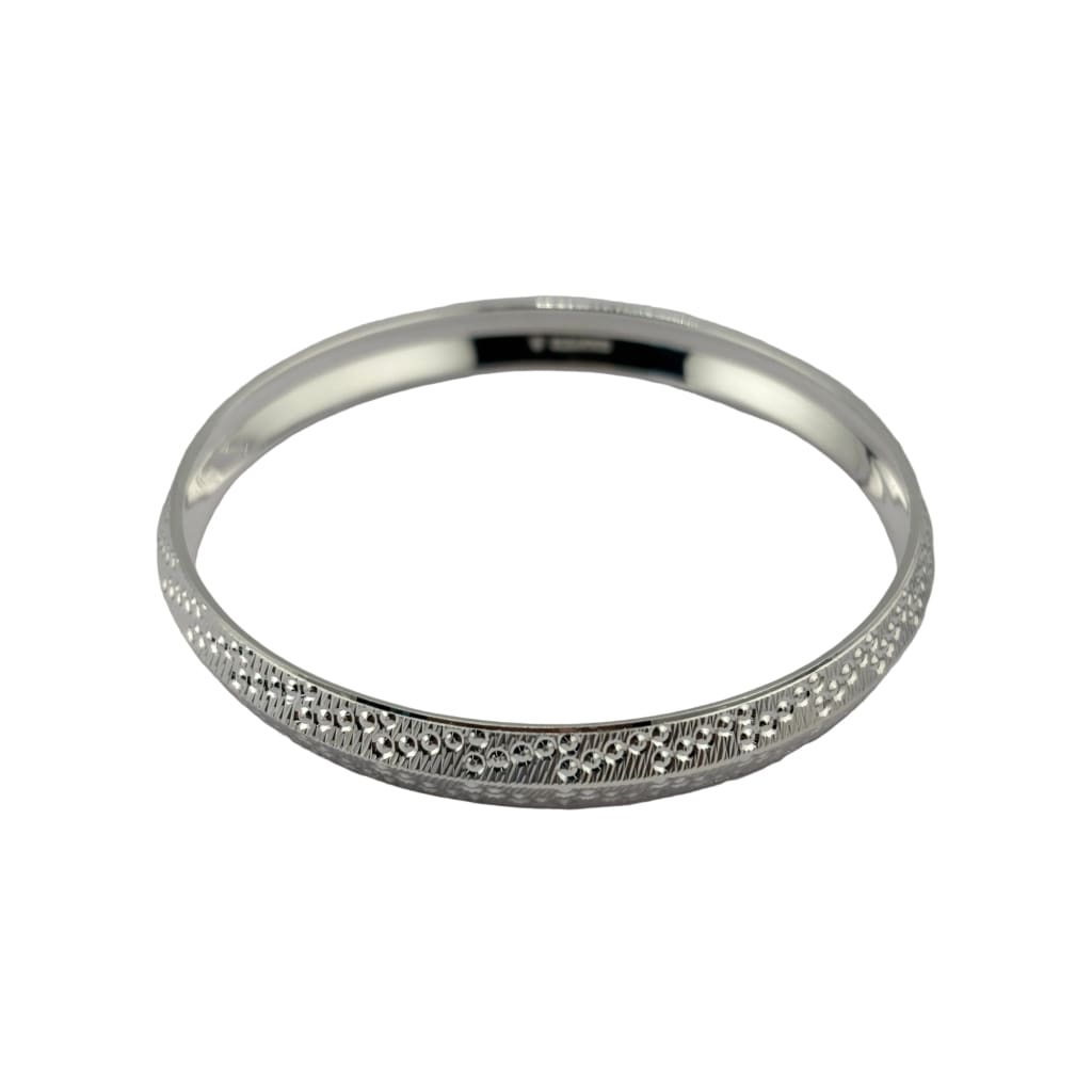 Silver Kada with Diamond-Cut Dotted Texture Band
